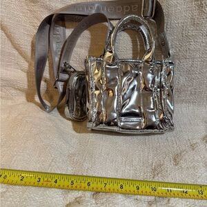 Madden Girl Silver Metallic Mini Tote Crossbody